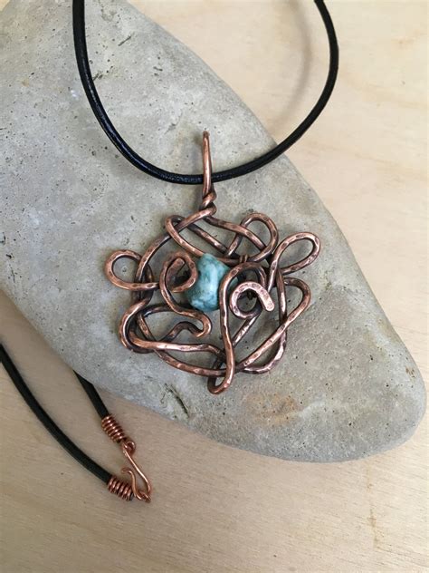Copper Turquoise Swirl Pendant Reeniesdesignsshop On Etsy Copper