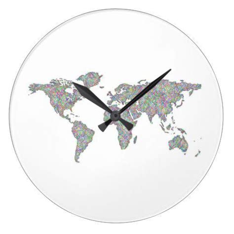 A Clock With The Map Of The World On Its Face Showing Different Colors