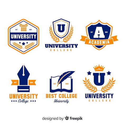 Colorful University Logo Collection With Flat Design Free Vector