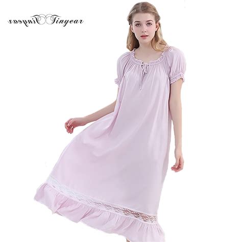 Tinyear Nightgowns Sleepshirts Elegant Woman Dresses Princess Sleepwear