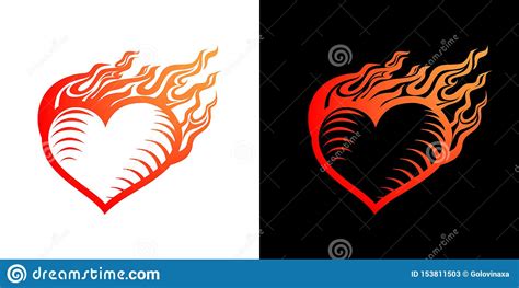 Fire Heart Burning Heart Love And Flame Logo Sign Symbol Stock