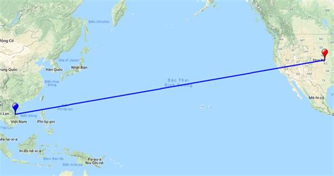 Khoảng cách từ Việt Nam đến Mỹ bao nhiêu km