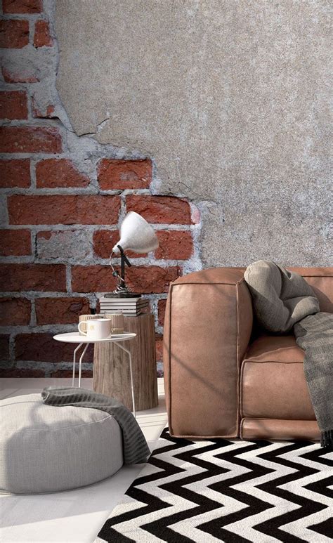 Brick Effect Wallpaper Living Room Ideas ~ Awesome Classic Interior