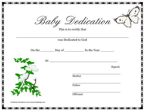 Fresh Baby Dedication Certificate Template