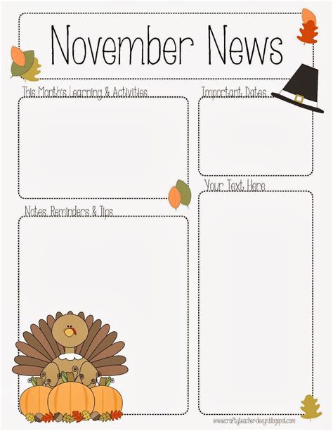 The Crafty Teacher November Newsletter For Preschool Pre K