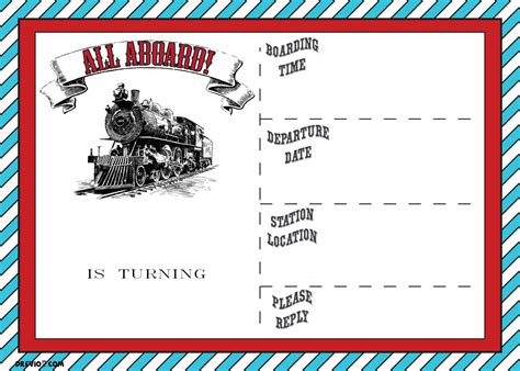 Free Printable Vintage Train Ticket Invitation Template Download