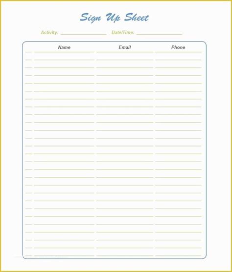 Free Sign Up Sheet Template Of 21 Sign Up Sheets Free Word Excel And Pdf