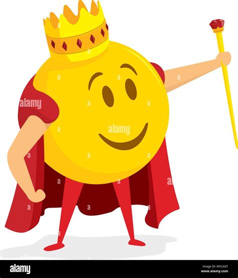 Ilustración De Dibujos Animados De La Sonrisa Emoji Rey Con Corona