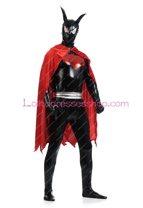 Cheap Dc Comics Black And Red Shiny Metallic Batman Superhero Zentai