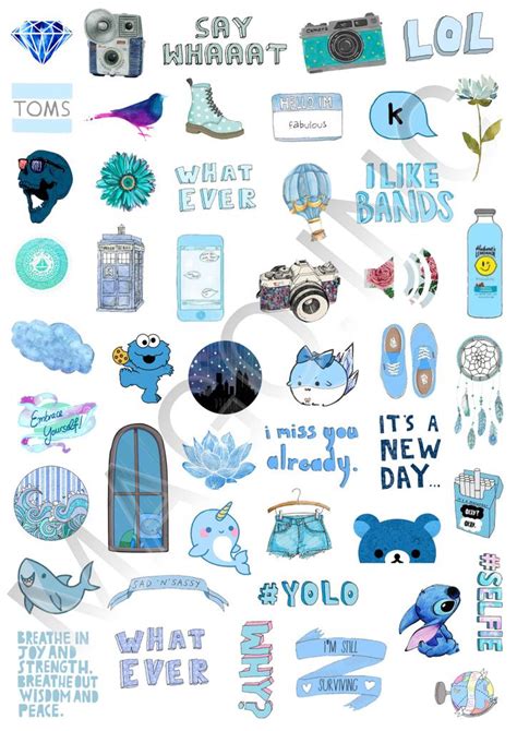 Blue Aesthetic Sticker Pack Aesthetic Stickers Tumblr Stickers Cute