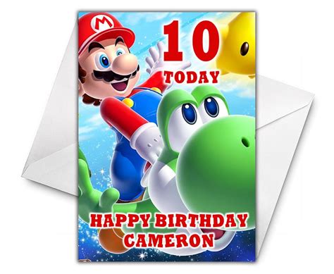 Super Mario Personalised Birthday Card Super Mario Etsy