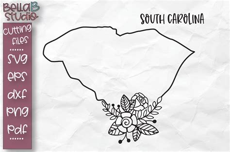 South Carolina State Svg South Carolina Floral State Map 304971