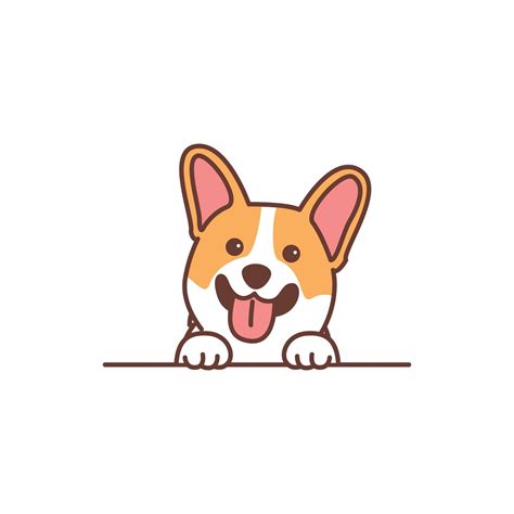 Cute Corgi Dog Smiling Over Wall Cartoon 2497268 Vector Art At Vecteezy