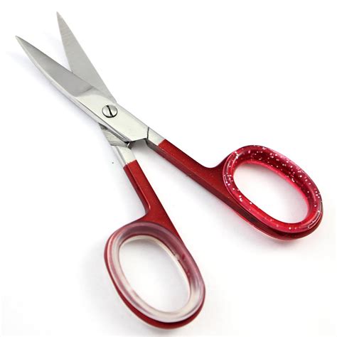 professional nail scissors red silver scissors for cutting nails beard or mustache scissors