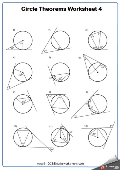 Tangents To Circles Maths Worksheet And Answers 9 1 Gcse Higher Grade 6
