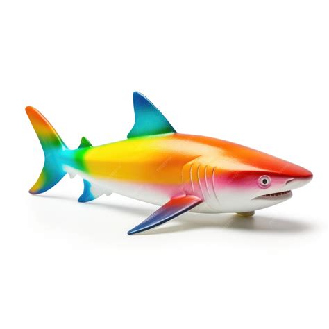 Premium Ai Image Rainbow Shark Isolated On White Background Generative Ai