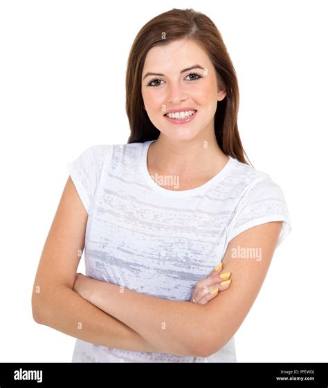 Portrait Of Happy Teen Girl With Arms Crossed Stock Photo Alamy