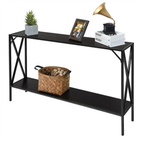 Gymax Console Table 2 Tier Sofa Side Accent Table W Shelf Entryway