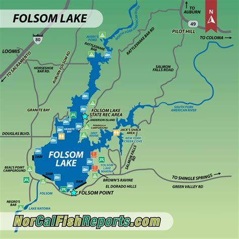 Folsom Lake Folsom Lake Ca Fish Reports And Map