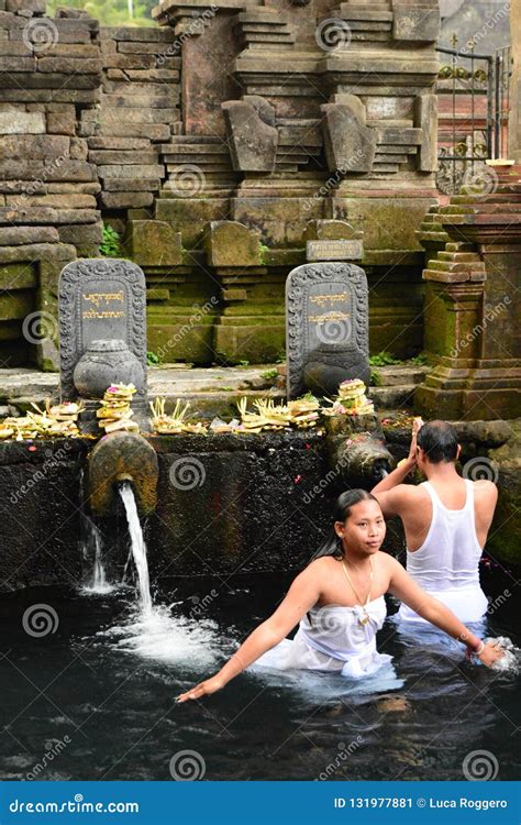 Ritual Purifying Bath In The Temple Pond Tirta Empul Tampaksiring Gianyar Regency Bali