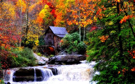 Waterfall In Autumn Wallpapers Wallpaper Cave