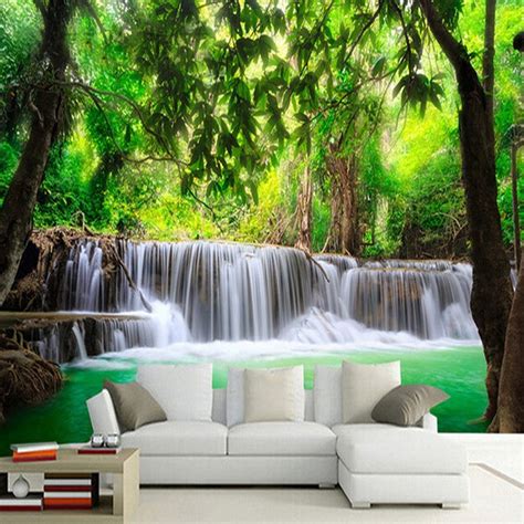 Custom 3d Photo Wallpaper Nature Landscape Waterfall Mural