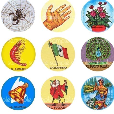 Mexican Loteria 1 Inch Circle Digital Collage Sheet For Etsy