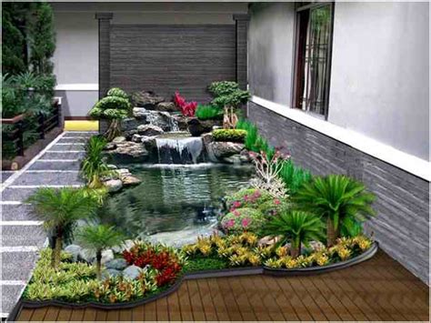 desain taman minimalis modern  kolam ikan eksterior rumah