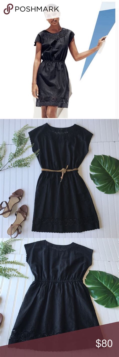 J Crew Linen Dress Black Embroidered Detail This Embroidered J Crew