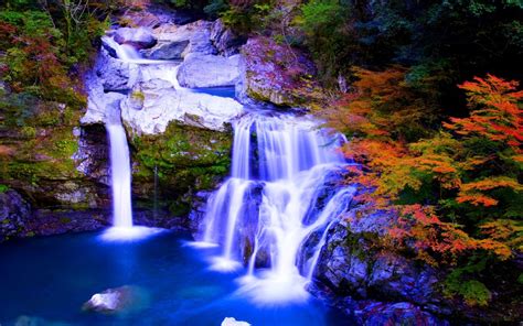 autumn paradise nature foreset waterfalls hd wallpaper wallpaperscom