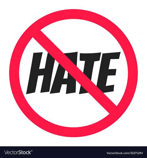 Stop Hate Round Circle Icon Sign Flat Style Design