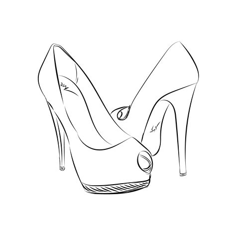 High Heels Sketch Style Vector Drawing High Heels Shoe Design