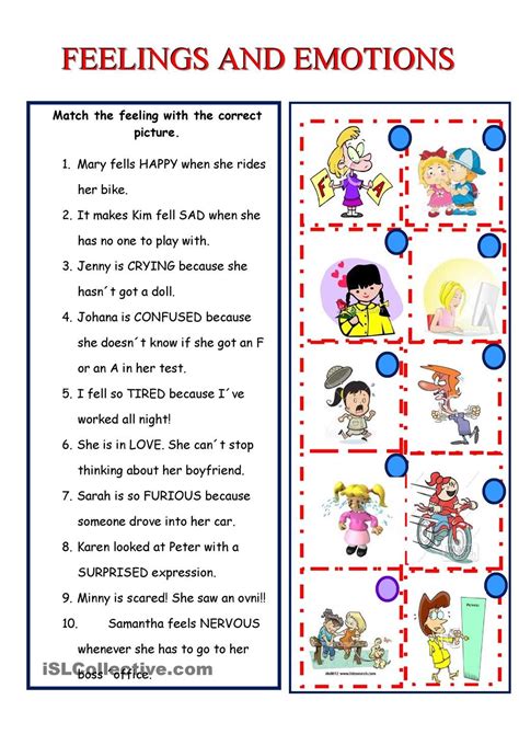 Esl Feelings And Emotions Worksheets Pdf