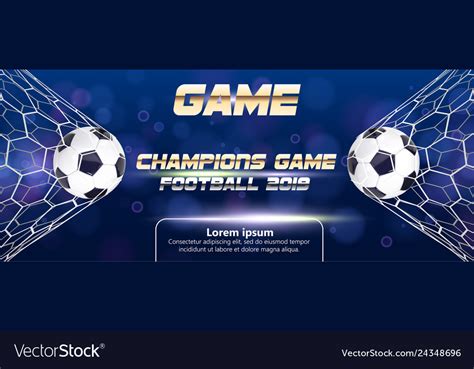 Soccer Or Football Banner With 3d Ball On Blue Vector Image