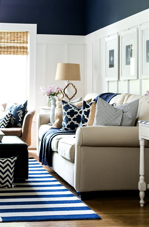 See more ideas about navy and white living room, navy and white, accent walls in living room. Summer Home Tour ... with Lilacs - It All Started With Paint