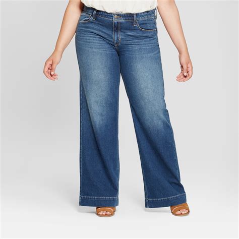 Womens Plus Size Wide Leg Jeans Universal Thread Medium Wash 16w