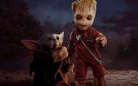 1280x800 Baby Yoda And Baby Groot 720p Hd 4k Wallpapersimages