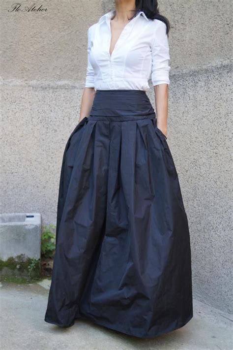 Lovely Black Long Maxi Skirt High Or Low Waist Skirt Long Etsy