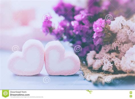 Pink Heart Shape Marshmallow For Love Theme And Valentine Concept You
