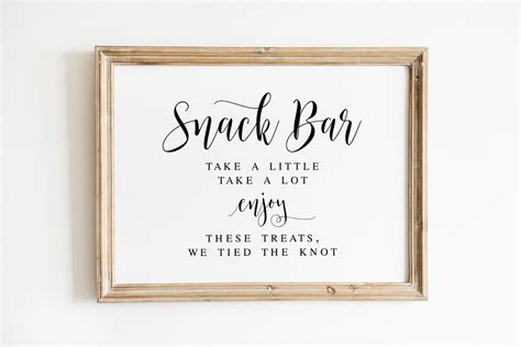 Snack Bar Sign Wedding Snack Bar Signs Enjoy These Treats We Etsy