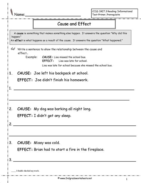 Cause And Effect Worksheets Grade 2