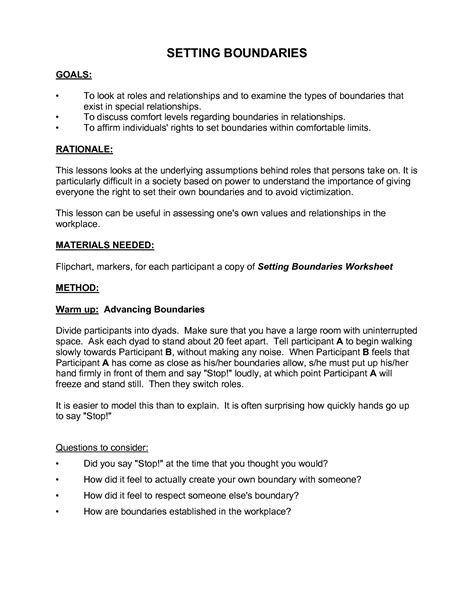 9 Best Images Of Setting Personal Boundaries Worksheets Healthy