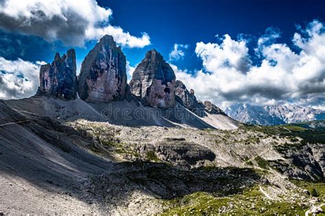Mountain Formation Tre Cime Di Lavaredo In The Dolomites Of South Tirol