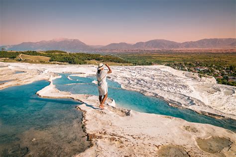 Turkey Natural Travertine Pools And Terraces In Pamukkale Cotton Castle