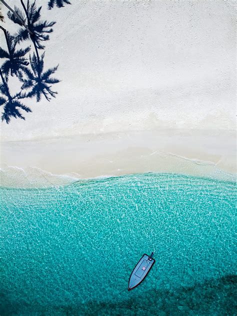 Sea Beach Aerial View Boat Water Hd Phone Wallpaper Peakpx