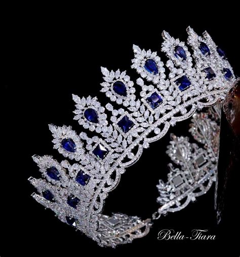 Sapphire Blue Wedding Crown Blue Wedding Tiara Blue Crown Wedding Crown