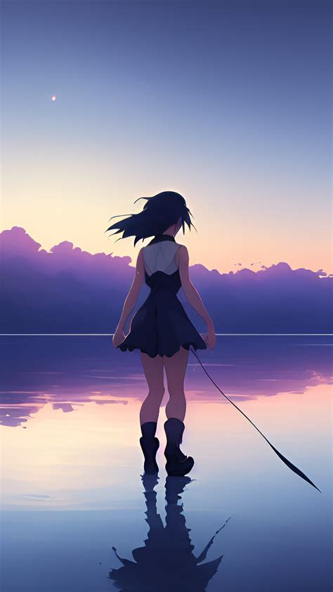 2160x3840 Resolution Anime Girl In Gradient Evening Ocean Sony Xperia Xxzz5 Premium Wallpaper
