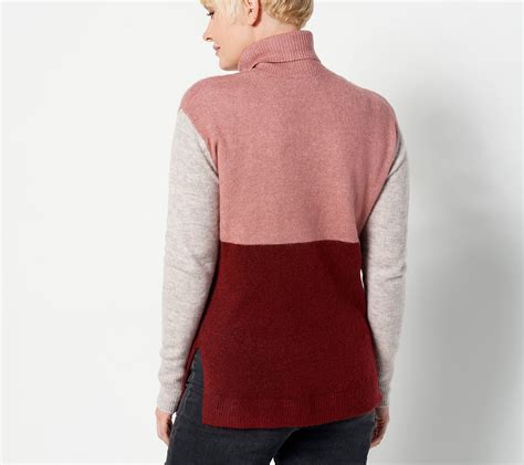Susan Graver Color Blocked Turtleneck Sweater