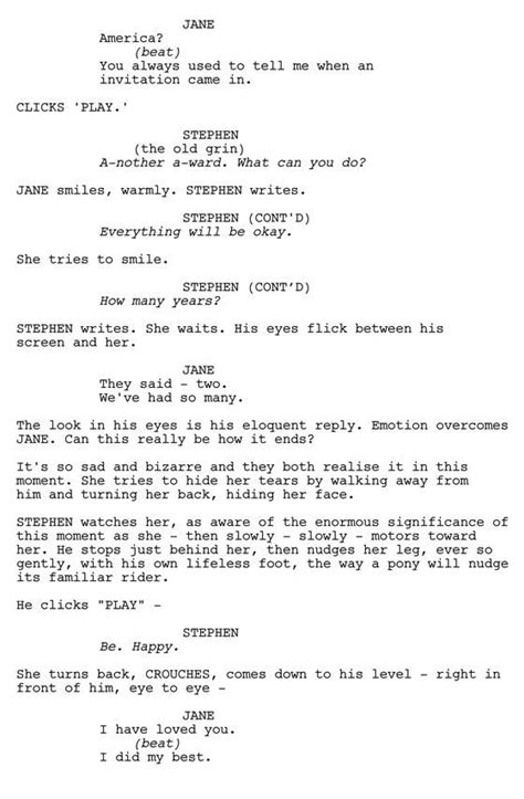 the toughest scene i wrote on the theory of everything s broken marriage acting scripts