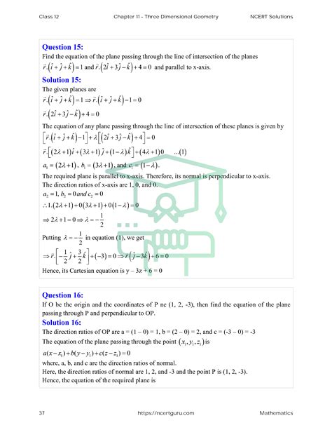 Class 12 Maths Chapter 11 Three Dimensional Geometry Ncertguru